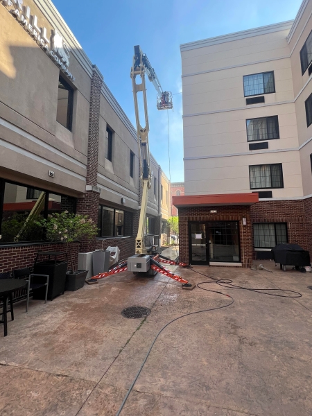 How we clean high rise hotels and commercial buildings safely in tight spaces